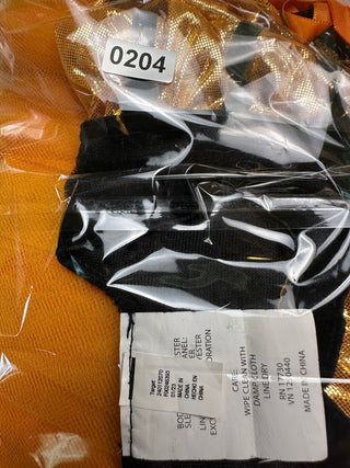 Target Girls Halloween Witch Costume Dress 4-5T Orange Black Tulle Layered Skirt
