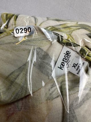 Kensie Jeans Womens XL Linen Blend Floral Wide Leg Jumpsuit