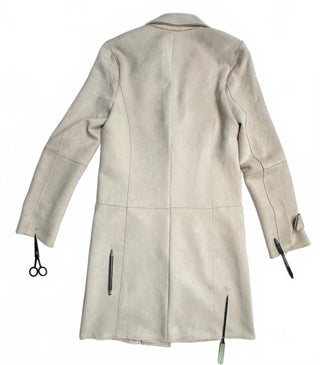 BLVD Women's Cream Beige Faux-Suede Long Coat Size S/M Tailg