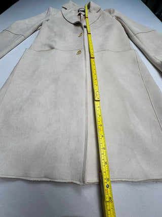 BLVD Women's Cream Beige Faux-Suede Long Coat Size S/M Tailg
