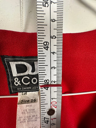 DJ & Co. Vintage Red Rayon Acetate Dress Size 16 with Button