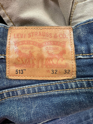 Levi's 513 Slim Straight Blue Denim Men's Jeans Size 32x32 F