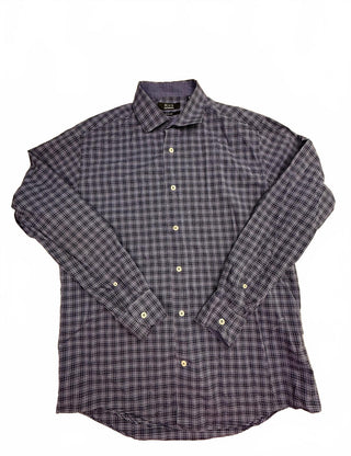 Saks Fifth Avenue BLACK Men’s Large Blue Plaid Shirt