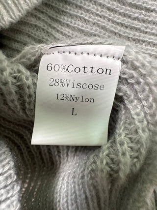 Light Gray Cotton Viscose Nylon Blend Button-Up Cardigan Swe