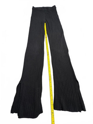 GAP Womens Black Ribbed Knit Flare Pants Size M Split Hem