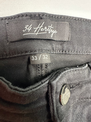 34 Heritage Charisma Men's 33x32 Black Straight Leg Jeans