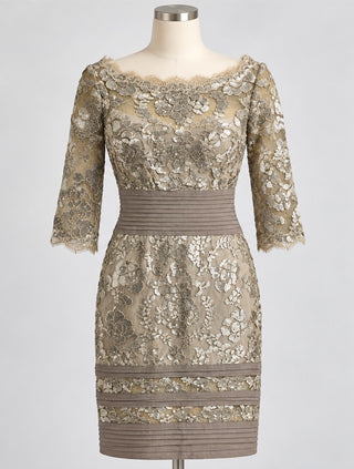 Tadashi Shoji Gold Sequin Lace Cocktail Dress Size 4