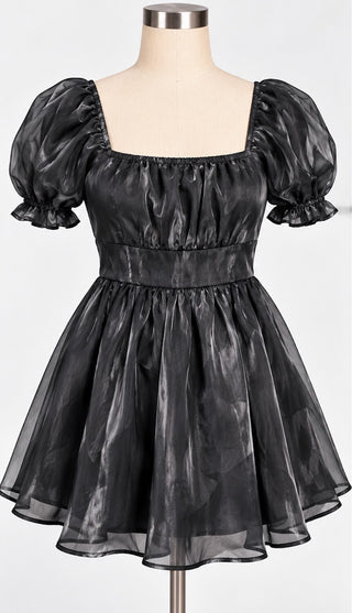 Thirty Thirty Black Puff Sleeve Skater Mini Dress S