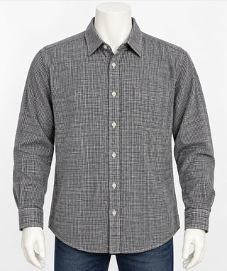 Cubavera Men's M Linen Button-Up Shirt Navy and White
