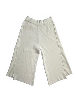 Zara Knit Cream Ribbed Wide Leg Pants Women S