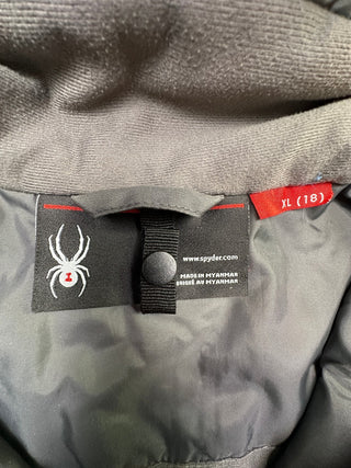 Spyder Kids XL 18 Orange Gray Hooded Ski Jacket