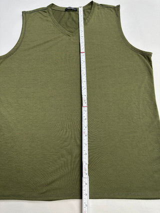 Coofandy Men's Sleeveless V-Neck Tank Top Olive Green Size M