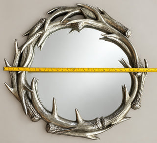 Large Silver Antler Wall Mirror 30" Rustic Lodge Cabin Western Hunting Decor