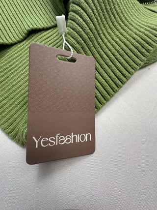 Yesfashion Green Full Zip Mock Neck Cardigan Sweater M NWT