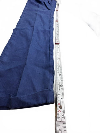 Zanella Draw Men's 32 Blue Linen Blend Drawstring Pants