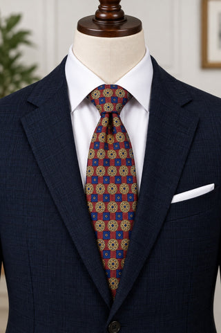 Robert Talbott Best of Class Men's Silk Tie Red Blue Geometric Pattern