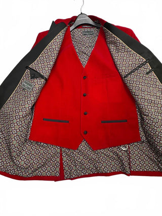 Paisley & Gray Men's Slim Fit Red Velvet Tuxedo Blazer 46 XL