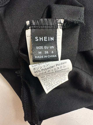 SHEIN Black Ruffle Cold Shoulder Mesh Fit & Flare Dress M