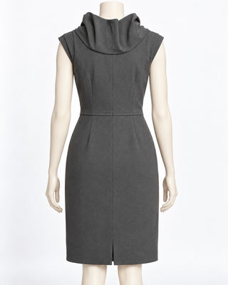 Tahari Arthur S Levine Gray Cowl Neck Sheath Dress 4
