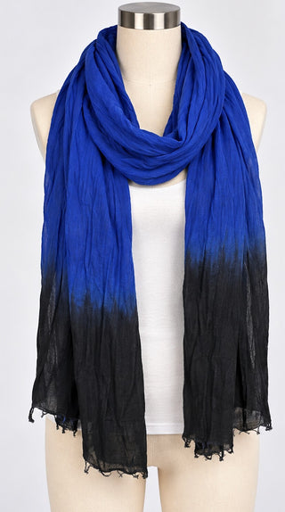 Blue Black Ombre Lightweight Crinkle Scarf Wrap Shawl