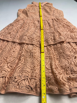 The Addison Story Peach Lace Tiered Shirt Dress Women L