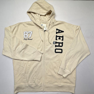 Aeropostale Aero 87 Full Zip Hoodie Cream Men’s XXL NWT