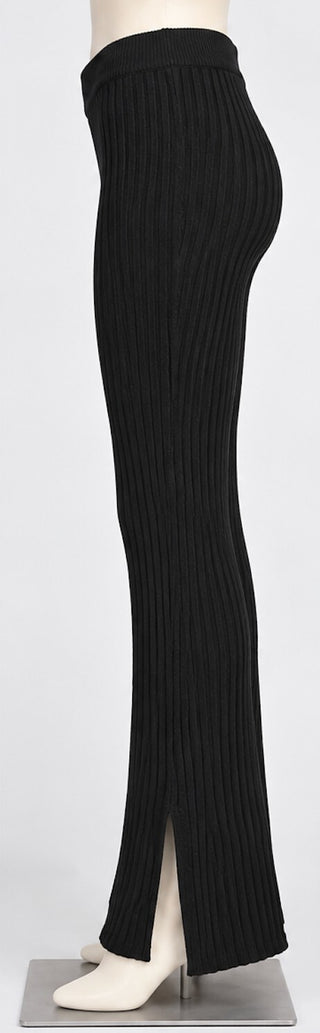 GAP Womens Black Ribbed Knit Flare Pants Size M Split Hem
