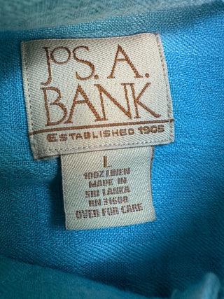 Jos. A. Bank Men's Linen Button-Up Shirt Large Turquoise