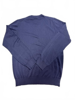 Proper & Sport Men's Navy Cotton Silk V-Neck Sweater Medium
