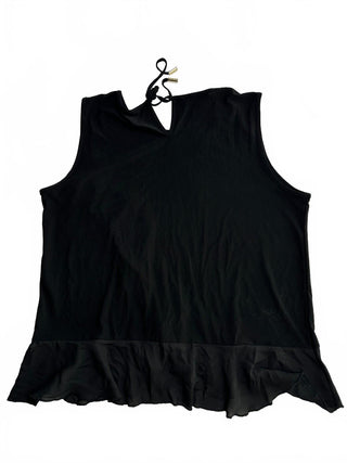 Nine West Black Sleeveless Ruffled Blouse Size L