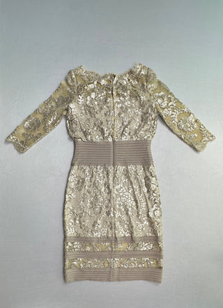 Tadashi Shoji Gold Sequin Lace Cocktail Dress Size 4