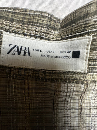 Zara Men's L Textured Plaid Short Sleeve Button Up Shirt