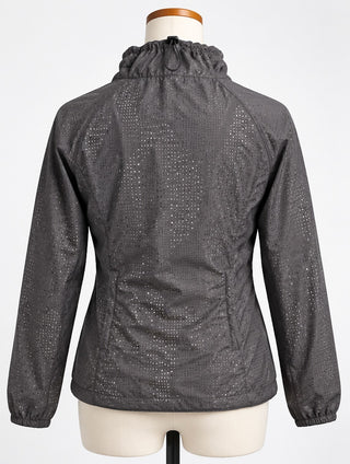 Fabletics Gray Perforated Hooded Windbreaker Womens M