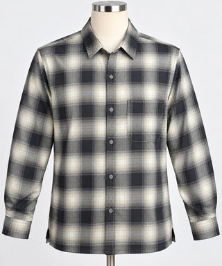 Standard/Cloth Men's Black and White Plaid Button-Up Shirt L