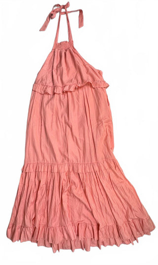 Womens Pink Halter Maxi Dress Tiered Ruffle Boho Summer
