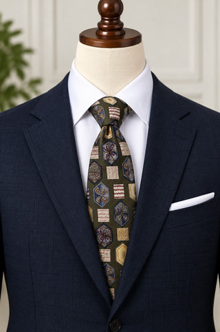 Grappa Italian Silk Tie with Geometric Pattern