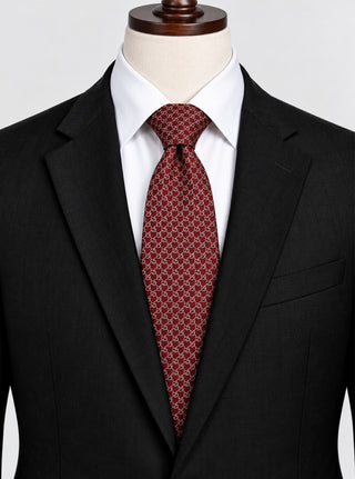 Zylos George Machado Burgundy Silk Necktie Chain Link Pattern Wide Classic