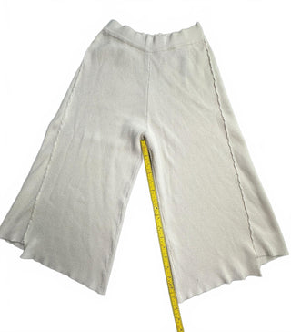 Zara Knit Cream Ribbed Wide Leg Pants Women S