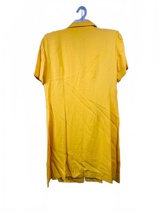 COCO BIANCO Vintage Yellow Rayon Acetate Button Front Dress,