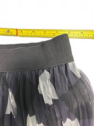 TABA Black White Geometric Tulle Mesh Maxi Skirt Size L