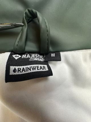 Majestic Rainwear Men's M Green Hooded Rain Jacket Coat