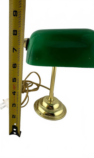 Vintage 1970s Banker Desk Lamp Classic Green Glass Shade