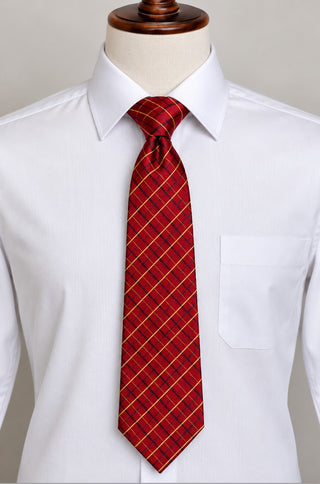 Sartori Made in Italy Silk Red Plaid Necktie Men’s Tie 60"
