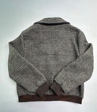 Brown Plaid Cropped Bomber Jacket Women’s L Button Front