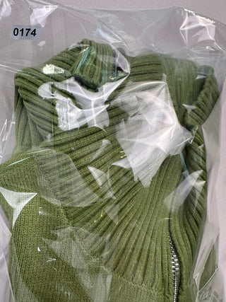 Yesfashion Green Full Zip Mock Neck Cardigan Sweater M NWT