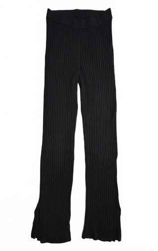 GAP Womens Black Ribbed Knit Flare Pants Size M Split Hem