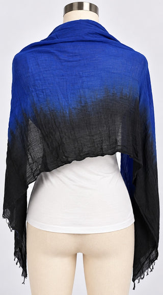 Blue Black Ombre Lightweight Crinkle Scarf Wrap Shawl