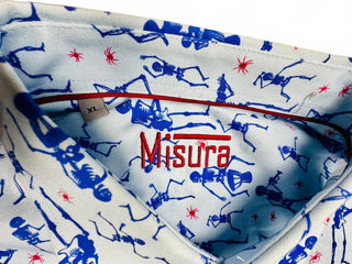 Misura Men's XL Skeleton Musician Button-Up Shirt Blue Red