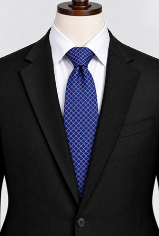 Roundtree & Yorke Handmade All Silk Blue and Pink Grid Tie