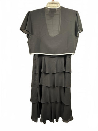 Vintage S.L. Black Tiered Ruffle with Bolero Jacket Size 12